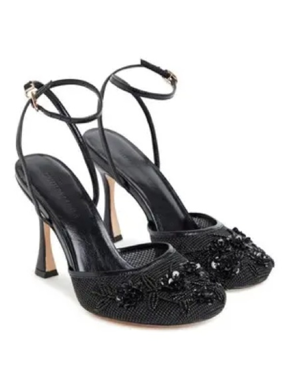 Cynthia Rowley Black Beaded Slingback Heels
